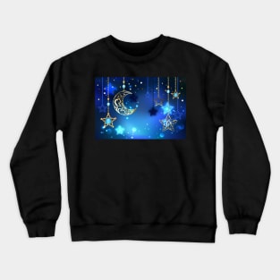 Gold Crescent on Blue Background Crewneck Sweatshirt